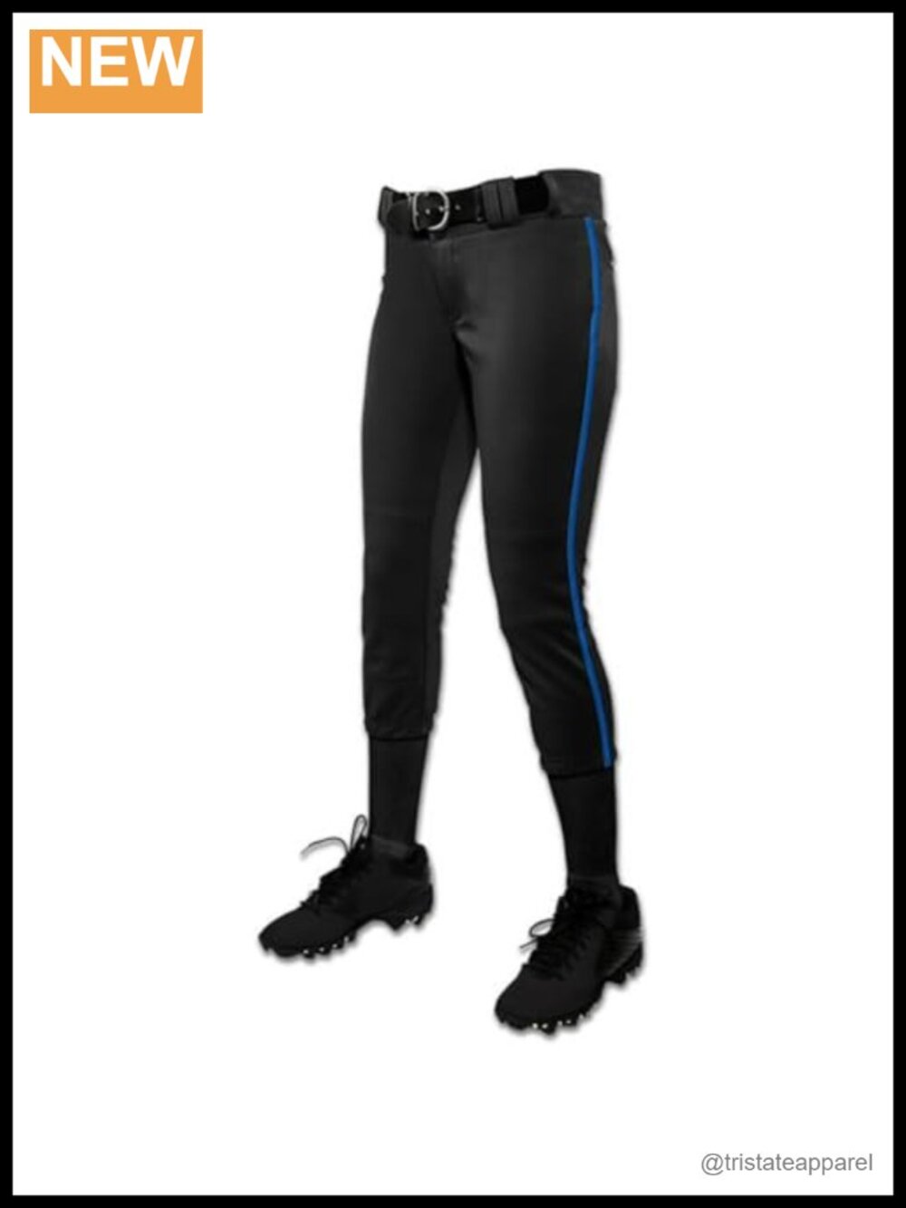 100% Polyester Softball Pants Low Rise Elastic Leg Openings Reinforced Knees